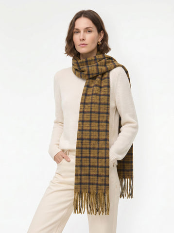 Cozy Plaid Brushed Wool Scarf