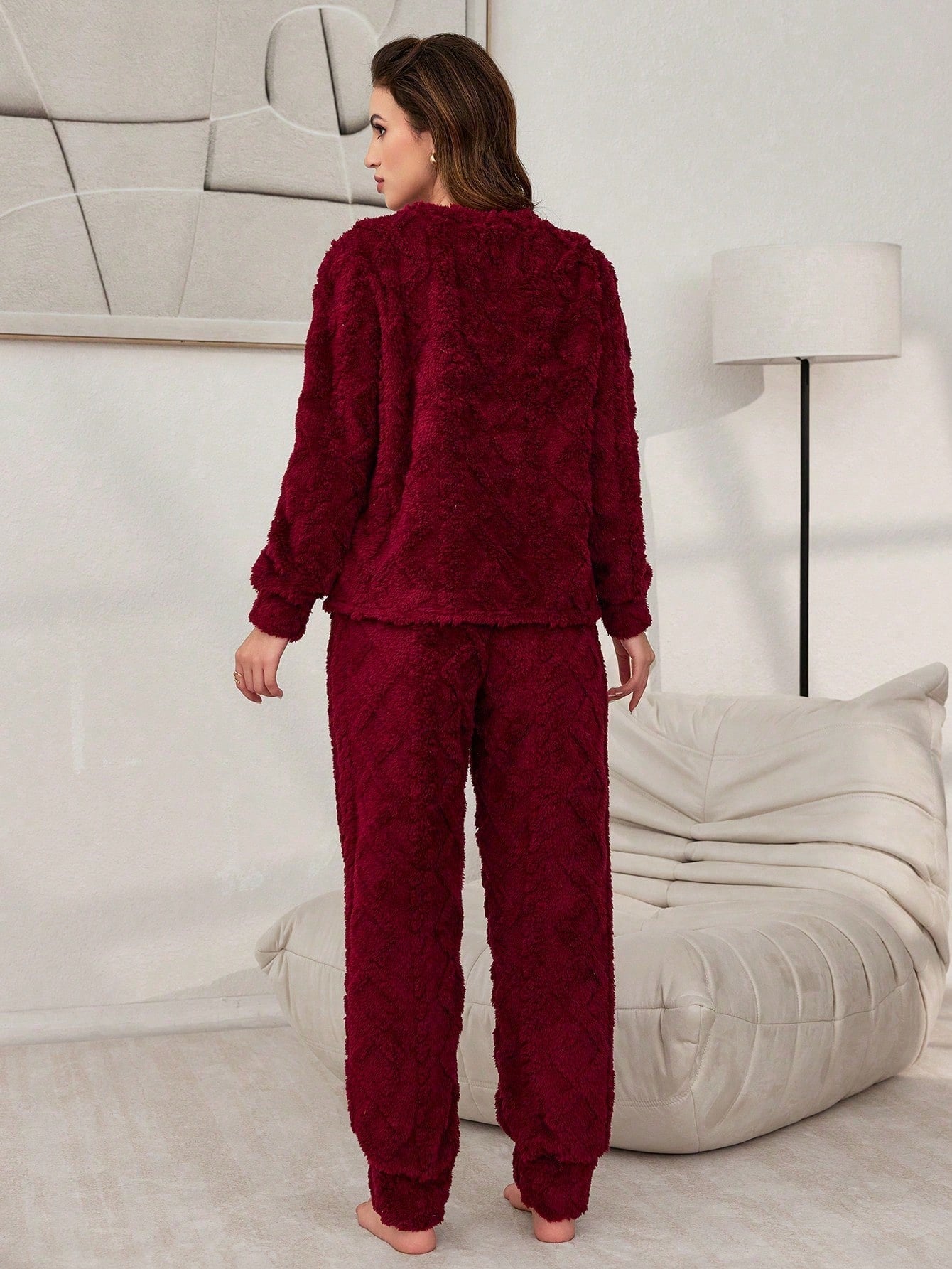 Cozy Plush Fuzzy Pajama Lounge Set