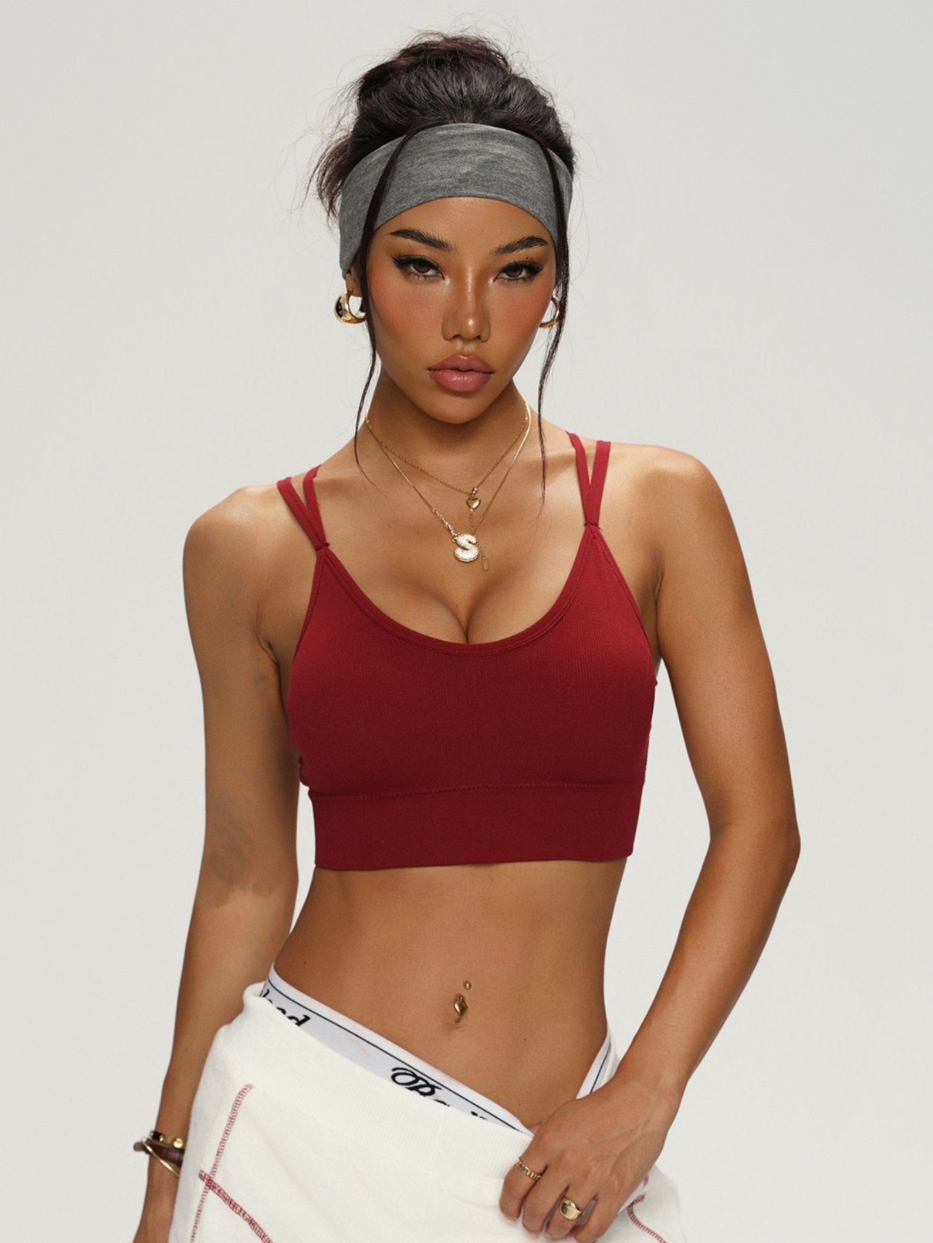 Dual-Strap Breathable Athletic Sports Bra-Multicolor