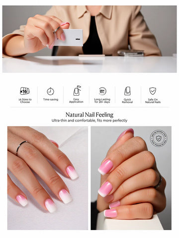 Glossy Pink Oval Press On Nails