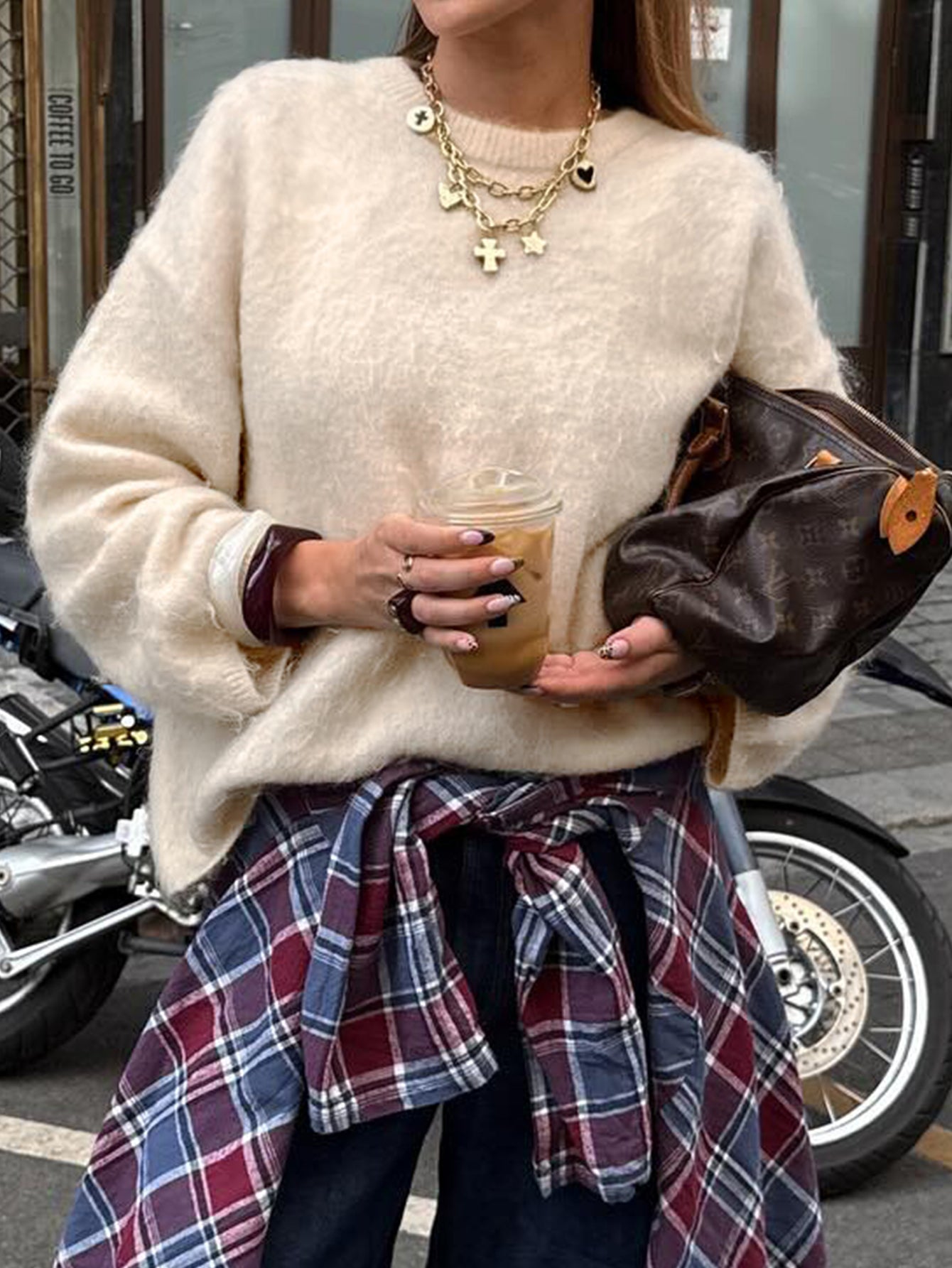 Cozy Fuzzy Crewneck Knit Pullover