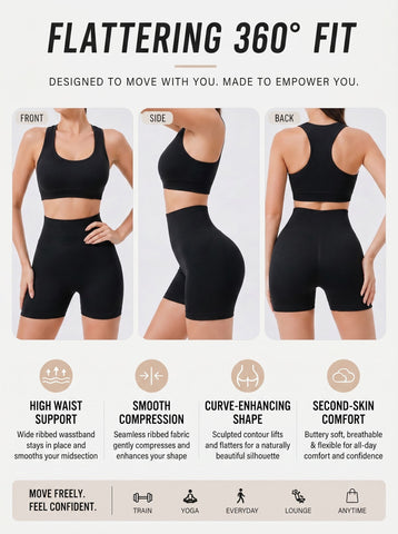 Seamless High Waisted Yoga Short Set
