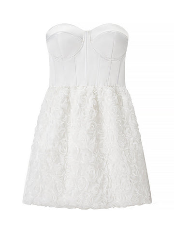 Strapless Rose Applique Corset Dress