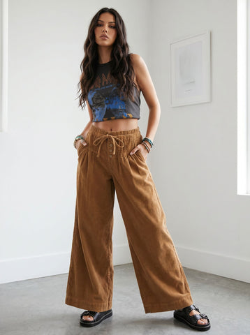 High Waisted Corduroy Wide Leg Pants