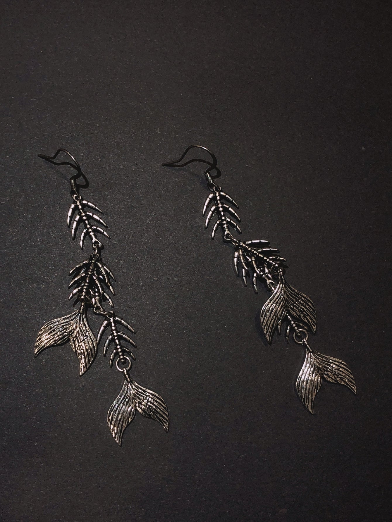 Edgy Gothic Fish Bone Earrings