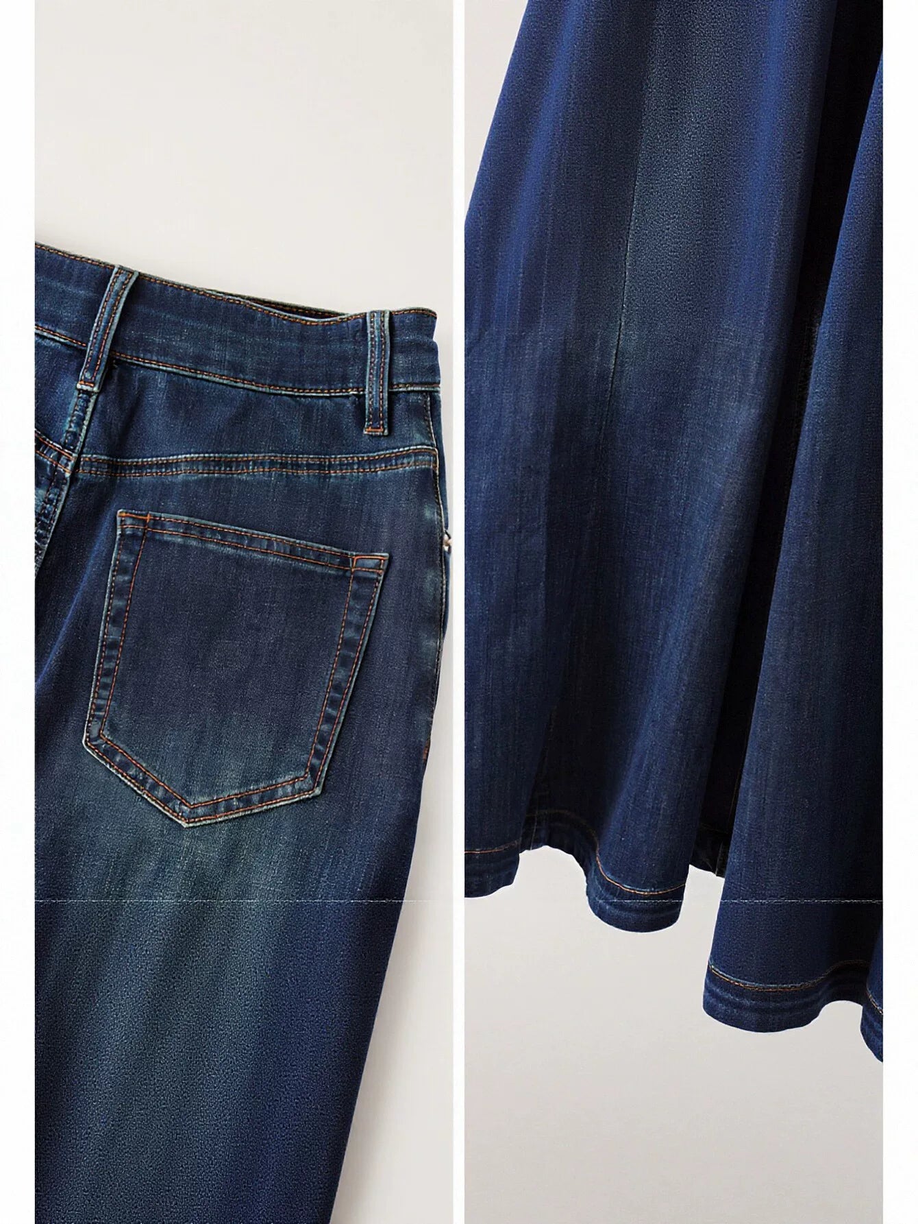 High Waisted Flared Denim Skirt