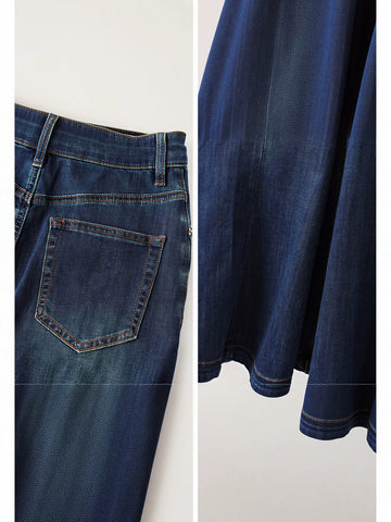 High Waisted Flared Denim Skirt