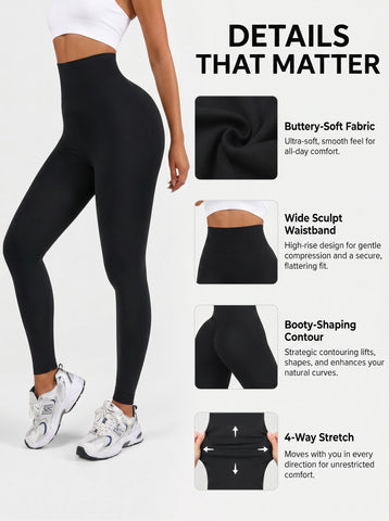High Waisted Ribbed Yoga Leggings