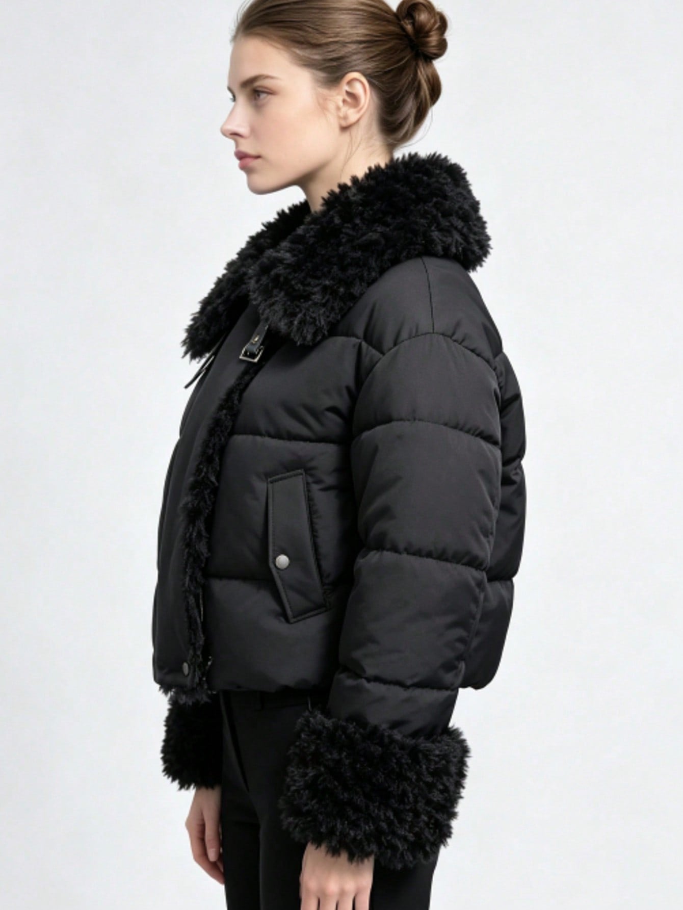 Faux Fur Trim Puffer Jacket