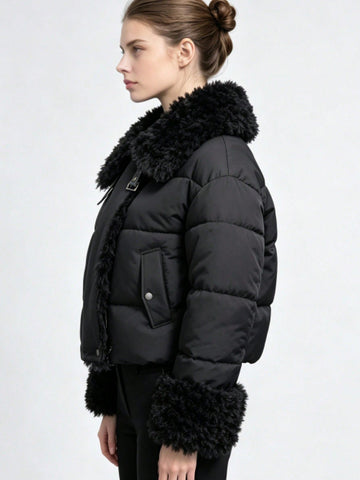 Faux Fur Trim Puffer Jacket