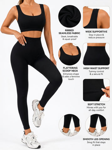 Seamless Ribbed High Waisted Workout Set