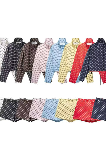 Polka Dot Cropped Stand Collar Jacket