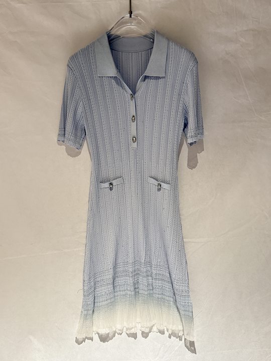 Elegant Ribbed Knit Polo Dress
