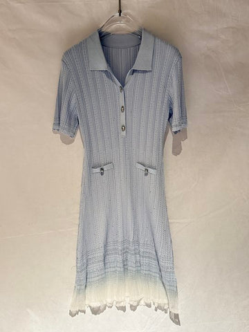 Elegant Ribbed Knit Polo Dress