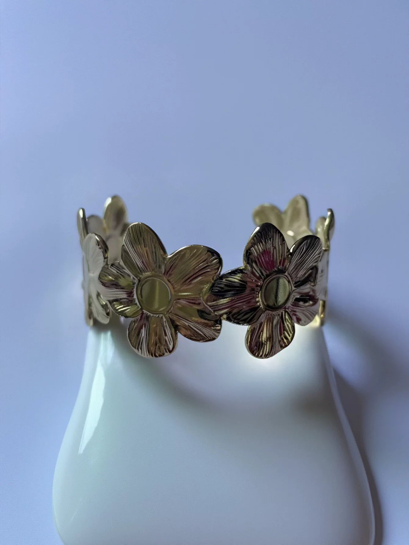 Gold Floral Open Cuff Bracelet