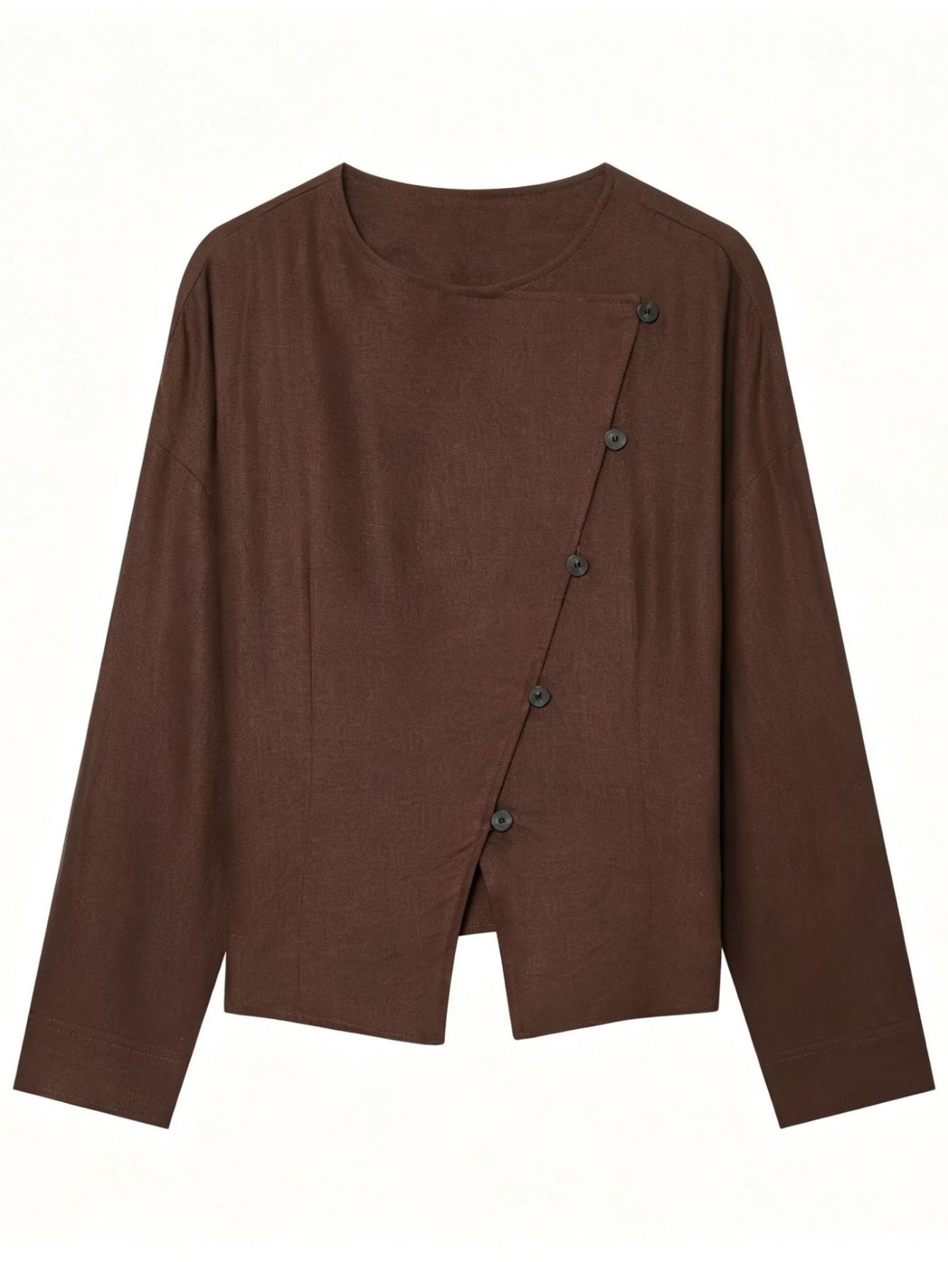 Asymmetric Button Linen Blend Jacket