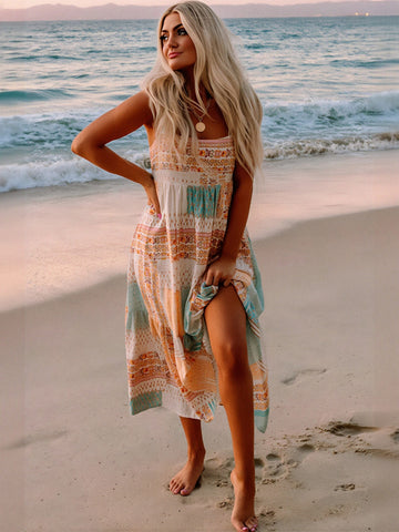 Boho Printed Tiered Maxi Dress