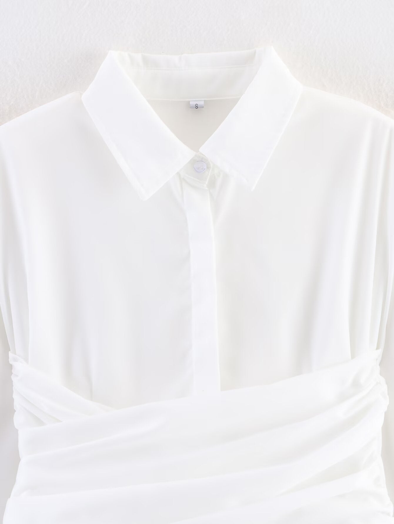 Ruched Waist Button Down Shirt