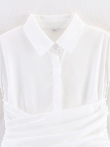 Ruched Waist Button Down Shirt