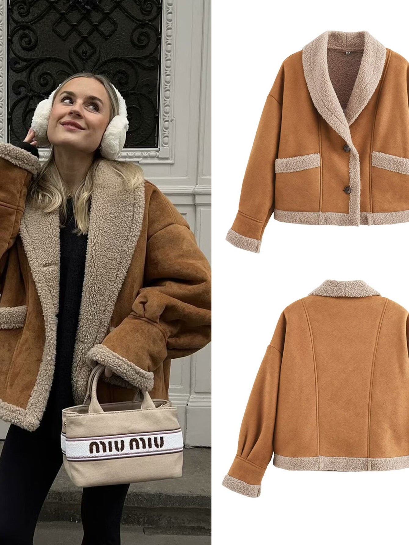 Cozy Faux Suede Sherpa Jacket