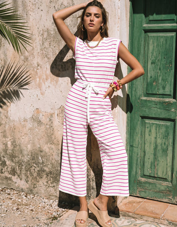 Striped Sleeveless Pants Set