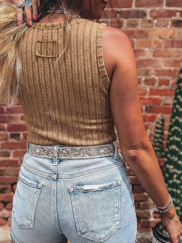 Ribbed Fitted Sleeveless Top