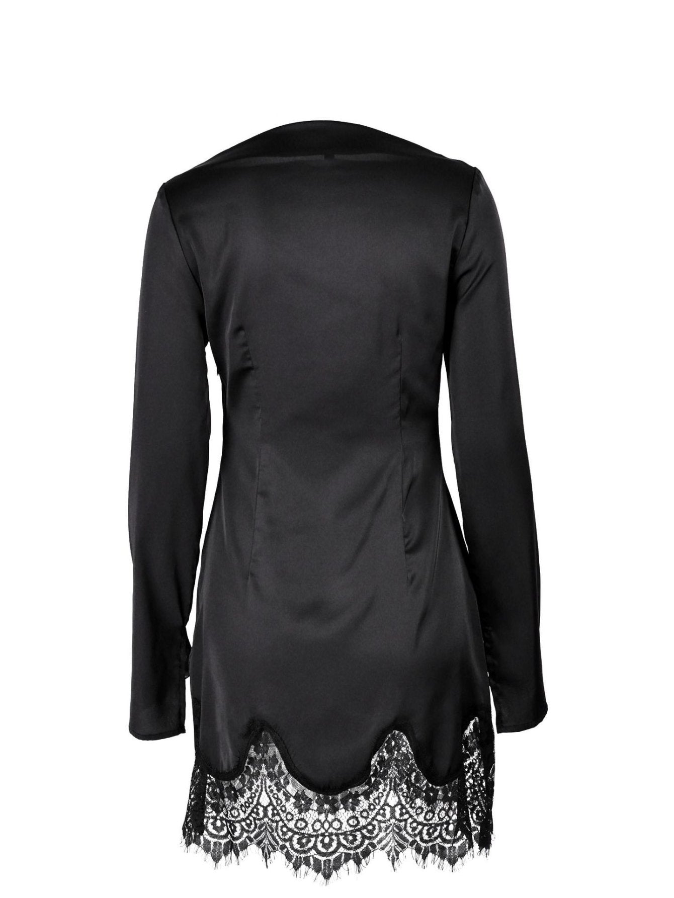 Elegant Lace Trim Satin Dress