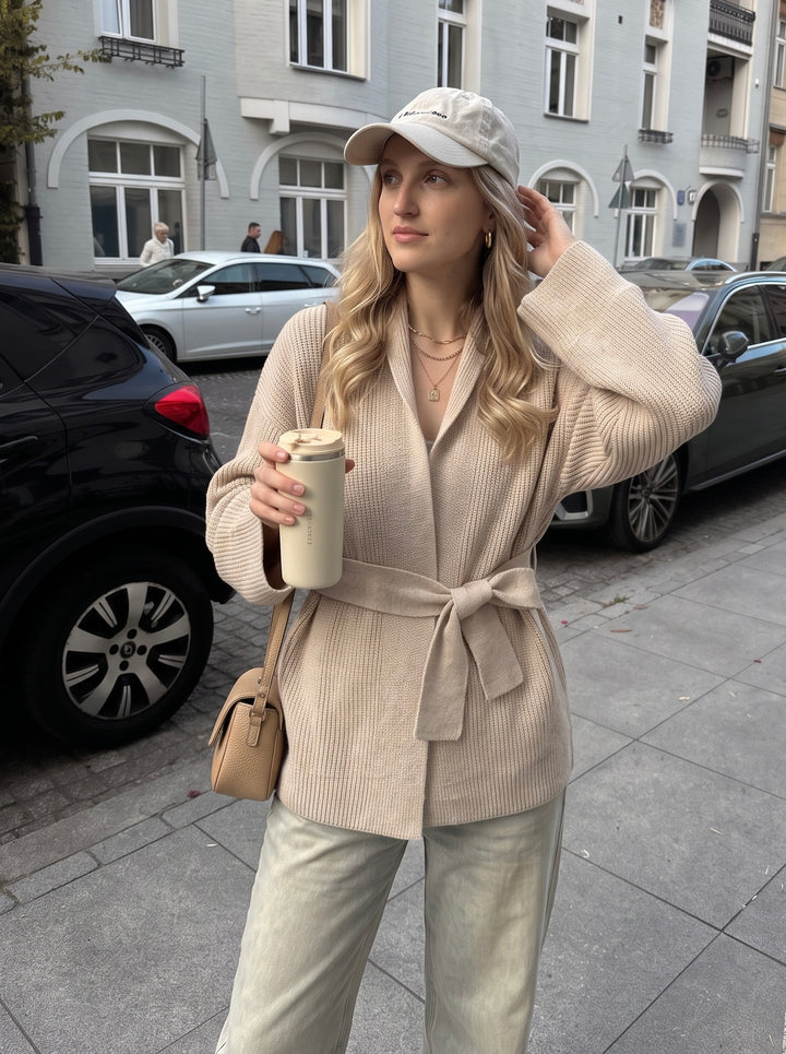 Cozy Belted Open Front Cardigan
