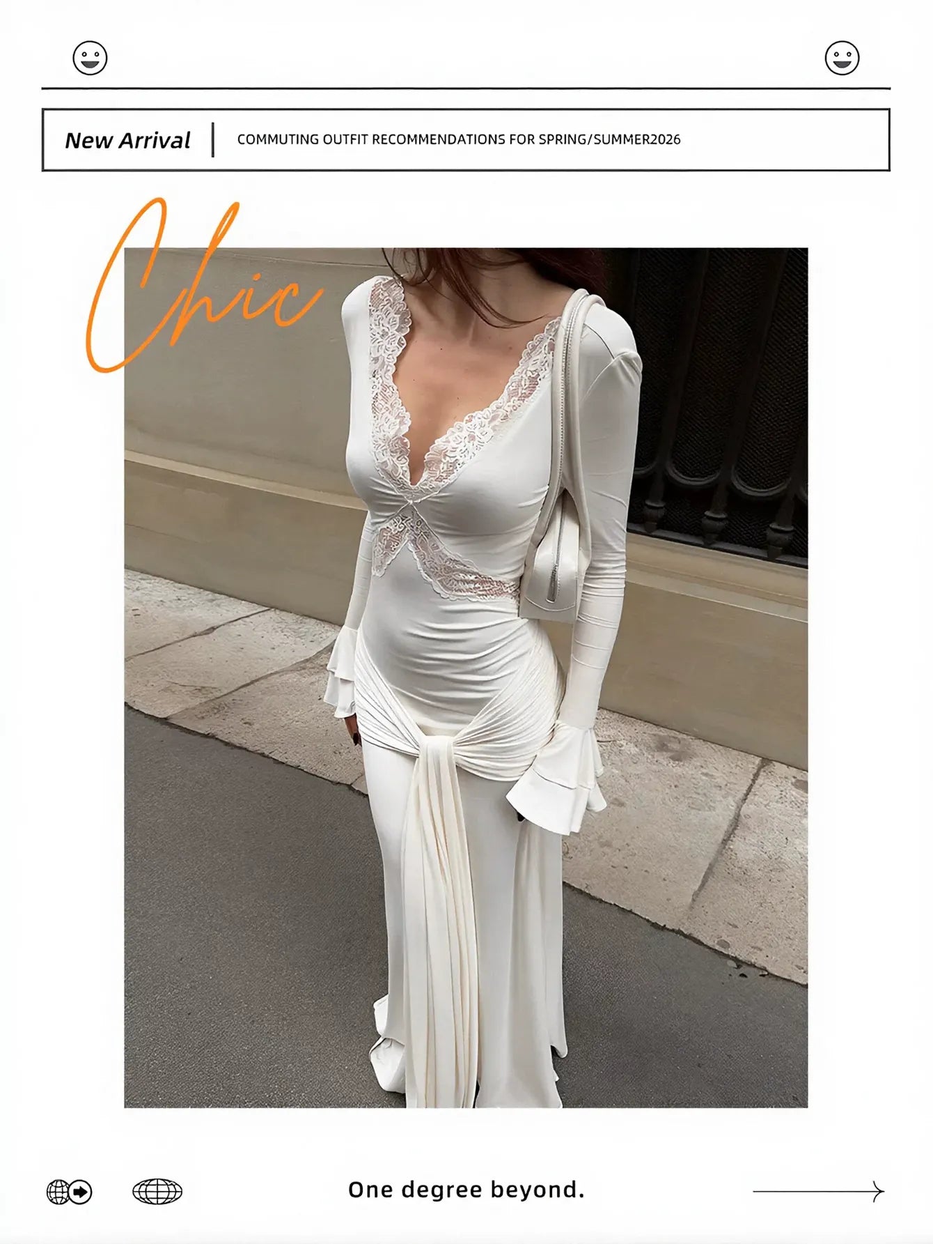 Lace Trimmed Ruched Maxi Dress