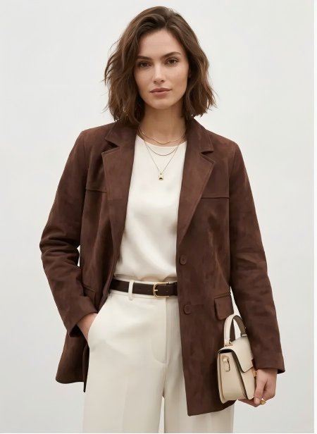 Classic Suede Button Up Blazer