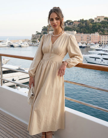 Elegant Button Front Midi Dress
