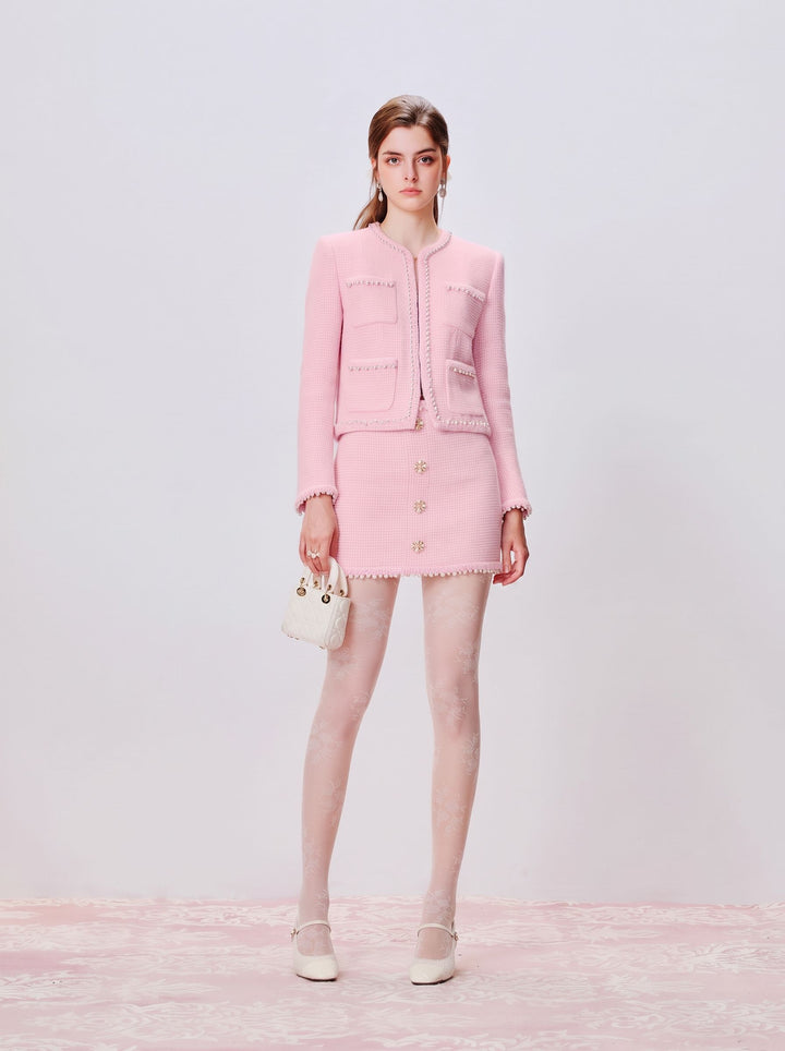 Beaded Tweed Cropped Jacket