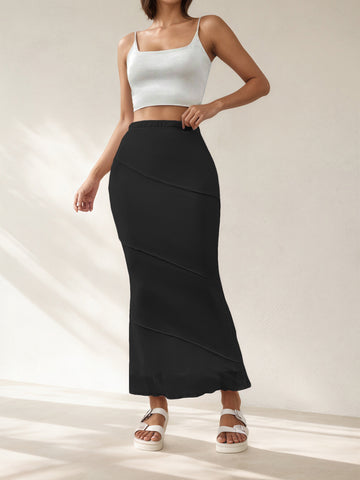 Layered Ruffle Mermaid Midi Skirt
