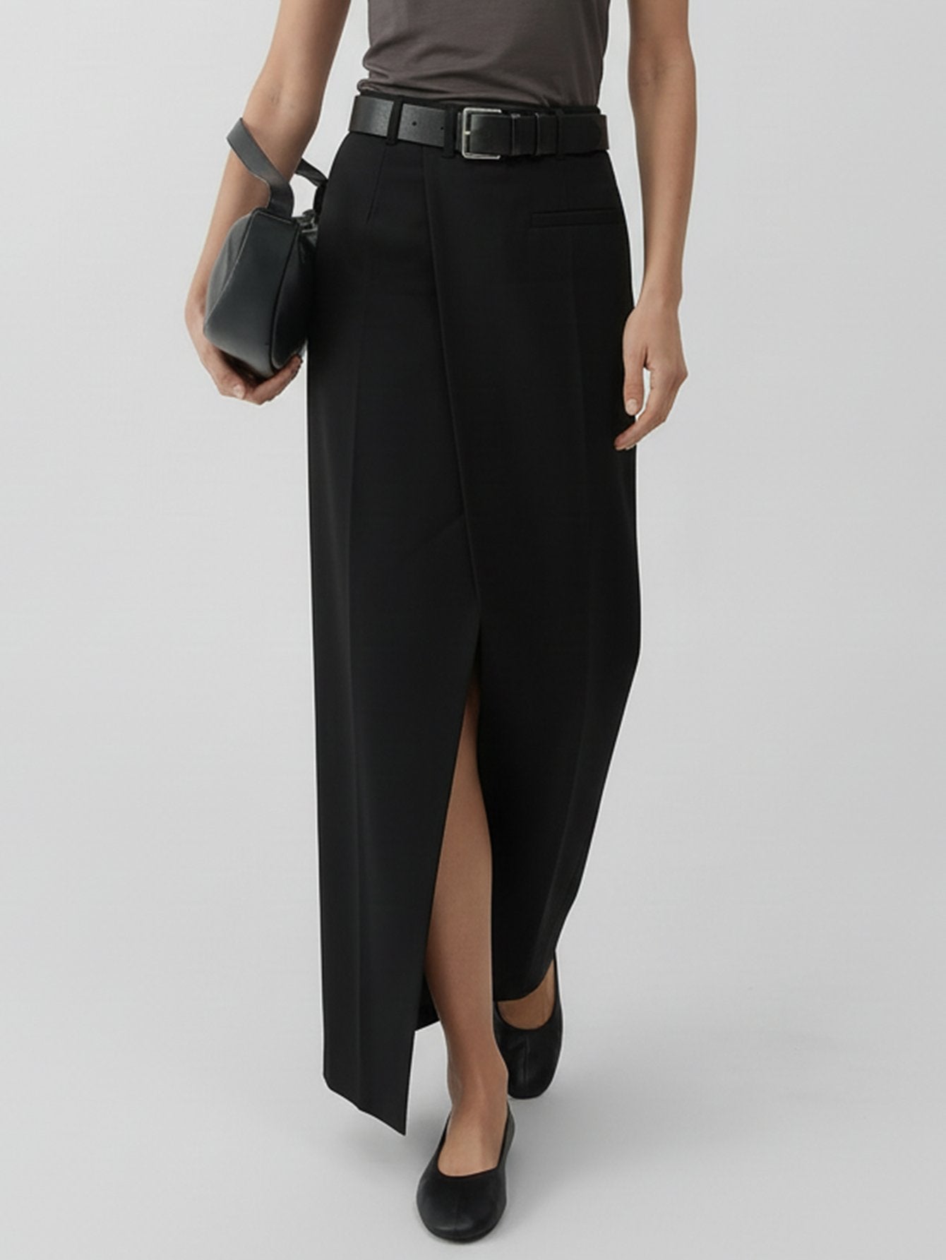 Wrap Detail Slit Maxi Skirt