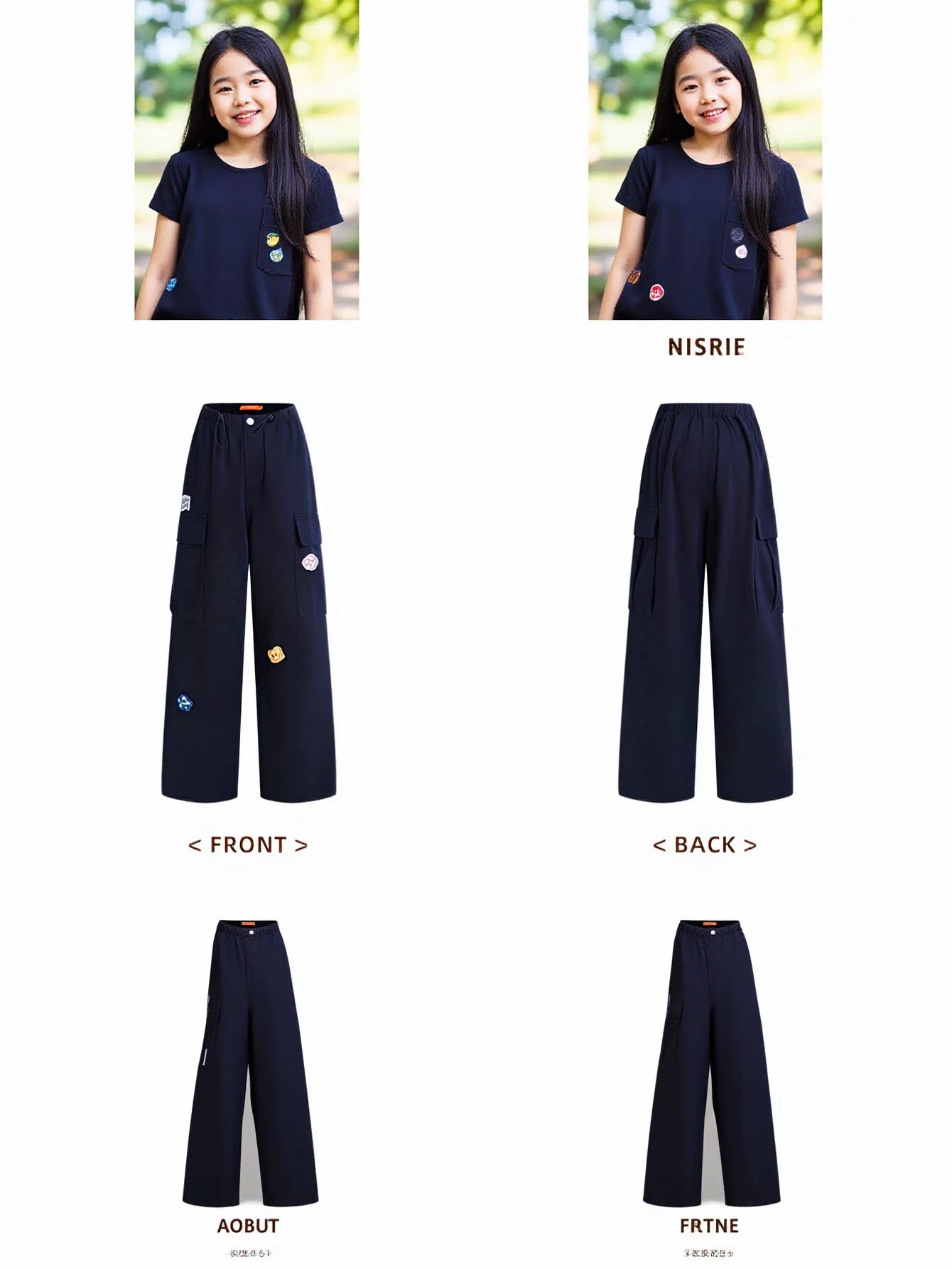 Graphic Patch High Waisted Cargo Pants