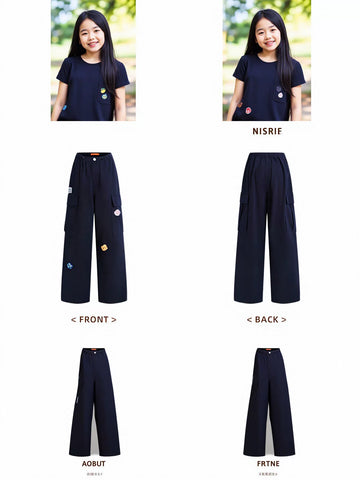Graphic Patch High Waisted Cargo Pants