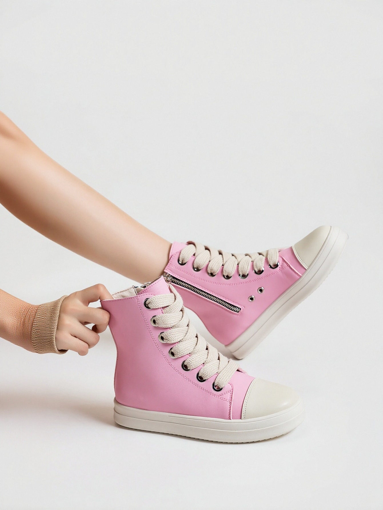 Pink High Top Zipper Sweet Sneakers