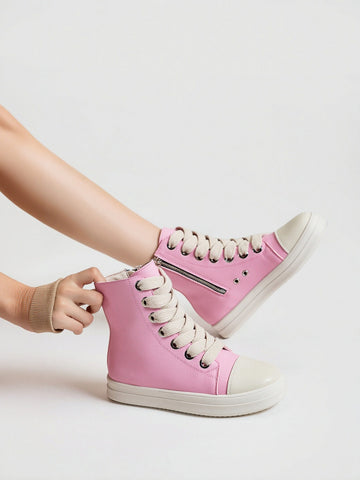 Pink High Top Zipper Sweet Sneakers