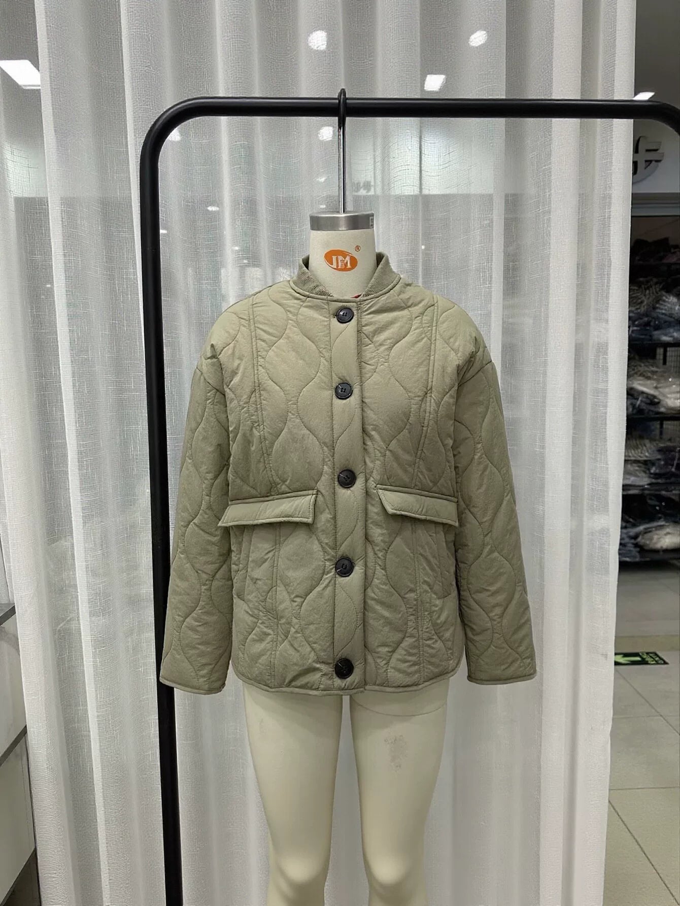 Quilted Button Up Bomber Jacket