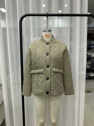 Quilted Button Up Bomber Jacket