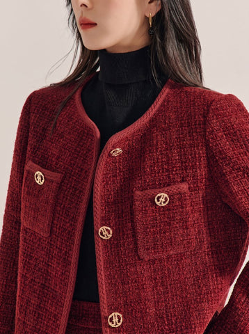 Structured Wool Blend Tweed Jacket