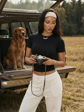 Cropped Fitted Casual Sporty T-Shirt