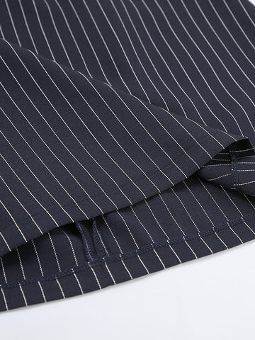 Pinstripe Chic Blazer Skirt Set