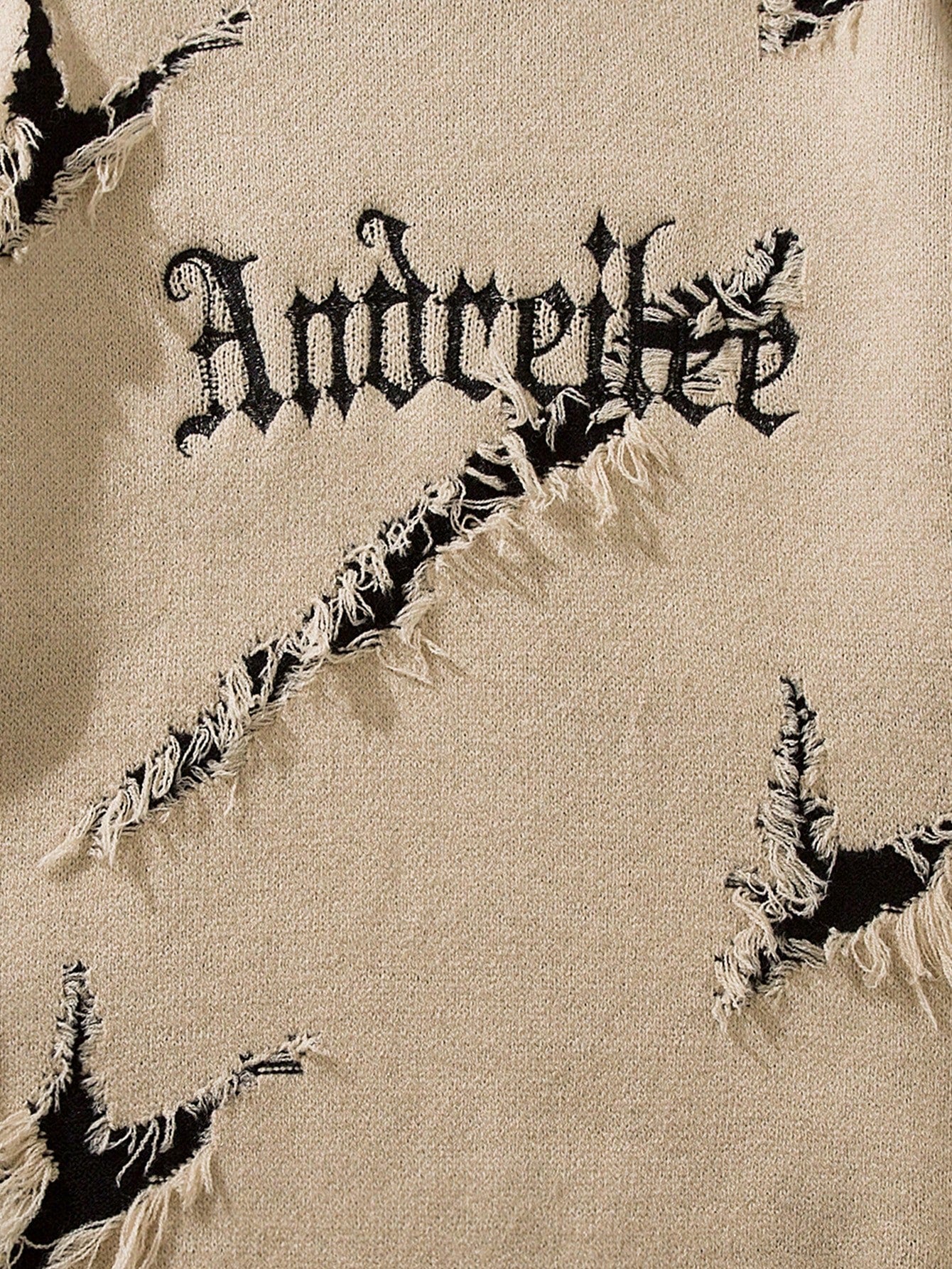 Distressed Oversized Graphic Knit Sweater