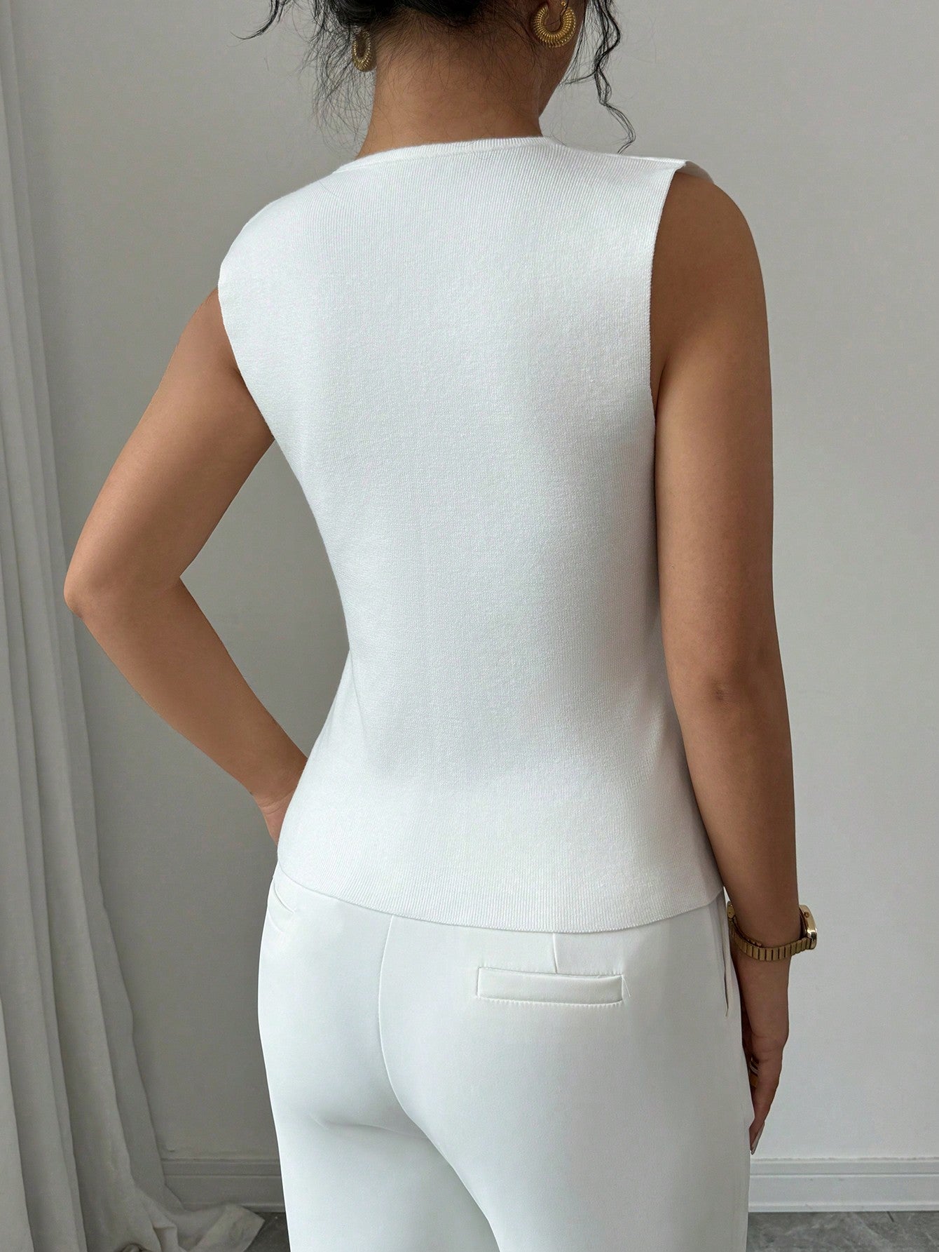 Slim Fit Button Front Knit Vest