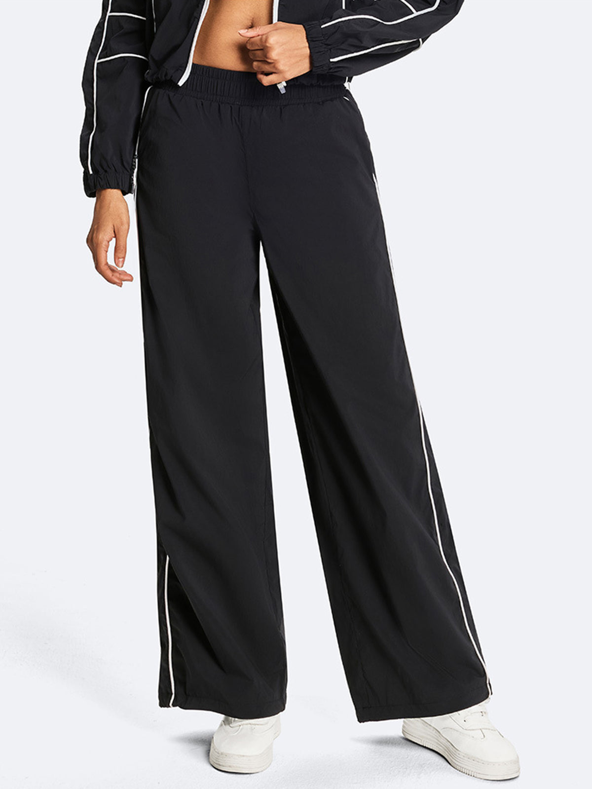 High Waisted Piping Sporty Jogger Pants