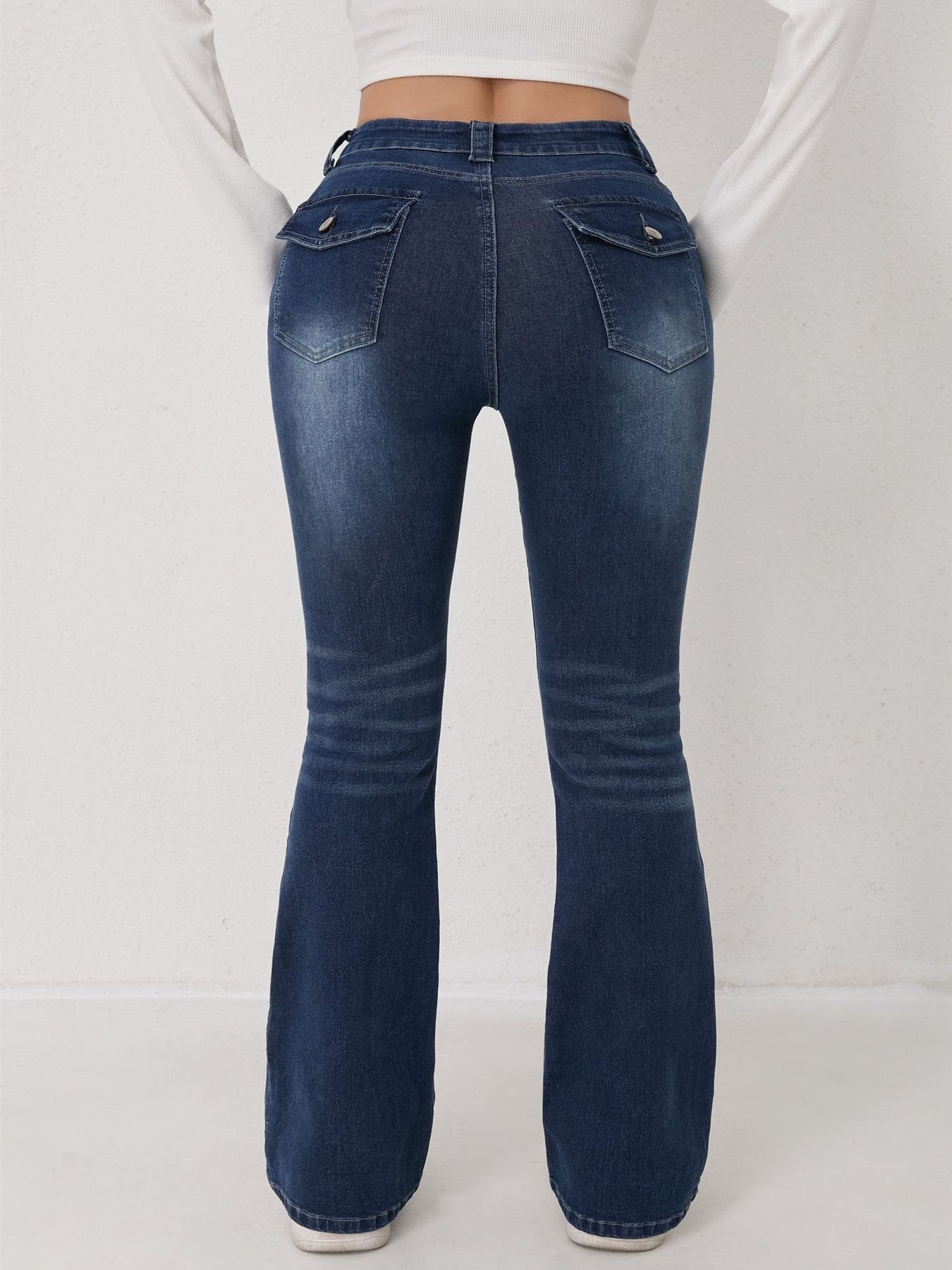 High Rise Flap Pocket Jeans