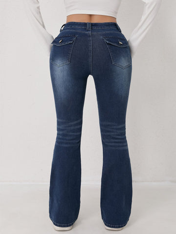 High Rise Flap Pocket Jeans