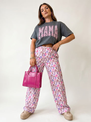 Graphic Tee Heart Print Pants Set