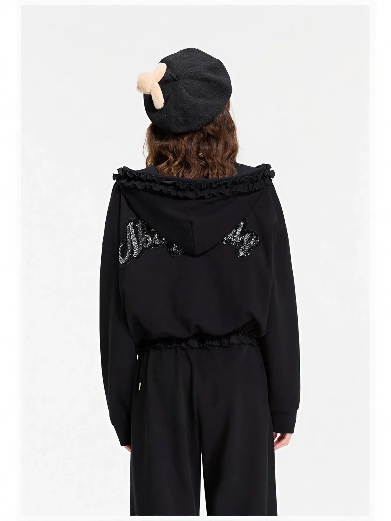 Lace Detail Zip Up Hooded Jacket